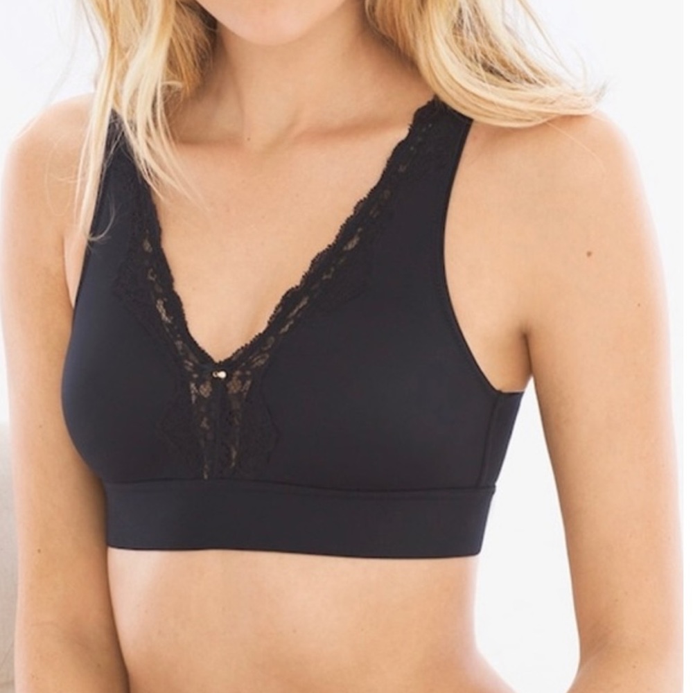 Soma Embraceable Wireless Plunge Lace Trim Bra